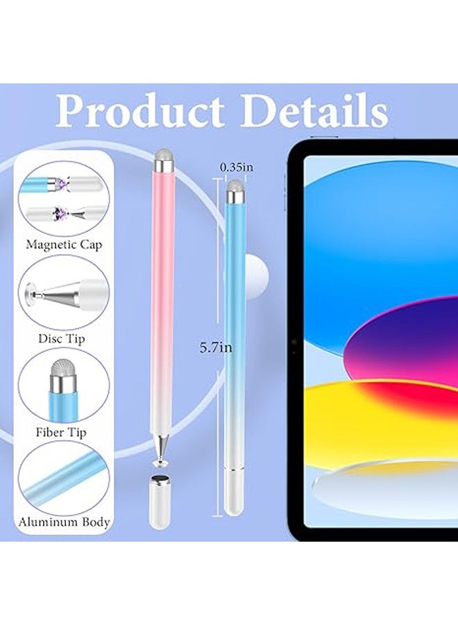 Gecomo 2 Pcs Stylus Pen for Touchscreen, 2 in 1 Active iPad Pencil High Sensitivity & Precision, , Stylus Pen for iPhone/iPad/Samsung/Galaxy/Huawei/Surface/Tablets/Phone & All Touch Screens - Image 2