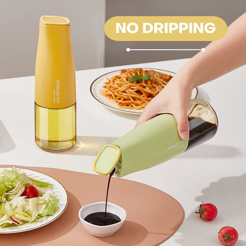 DARKNESS 500ml 1 piece Glass Olive Oil Dispenser Oil and Vinegar Dispenser Set with Silica Gel Pourers Weighted Pourer Drip Free Spout Oil Dispenser Bottle for Kitchen - Image 3