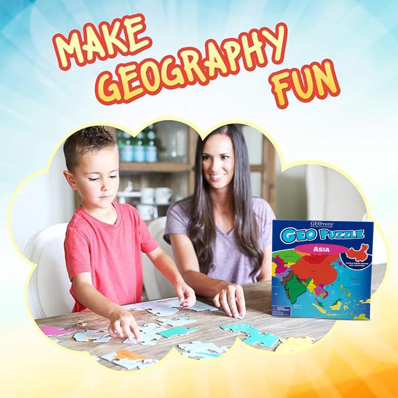GeoToys GeoPuzzle Asia Jigsaw Puzzles 50 Pc Geography Puzzle Geography Game  Map Puzzle Jigsaw Puzzles for Kids Ages 69 Stocking Stuffers for Kids Christmas Gifts for Grandkids - Image 3