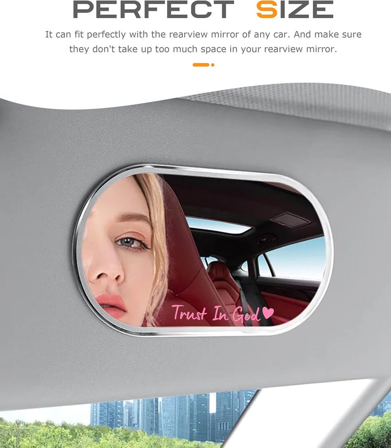 ملصقات سيارات SCUARI 4 قطع، ديكورات سيارات، إكسسوارات سيارات ملصق مرآة الرؤية الخلفية "ثق بالله"، ملصقات سيارات وديكورات، ديكورات سيارات للنساء، ملصق مرآة "ثق بالله"، مناسب للسيارات والدراجات النارية (وردي) - Image 4