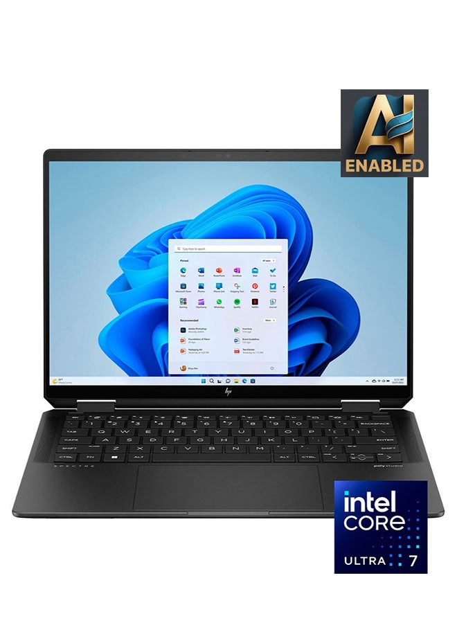 HP كمبيوتر محمول Spectre x360 2 في 1 قابل للتحويل مع شاشة لمس OLED مقاس 14 بوصة 2.8K، ومعالج Intel Core Ultra 7-155H Evo/ذاكرة وصول عشوائي سعة 16 جيجابايت/محرك أقراص SSD سعة 1 تيرابايت/بطاقة رسومات Intel Arc/كاميرا ويب بدقة 9 ميجابكسل/FPR/نظام تشغيل Windows 11 H - Image 1