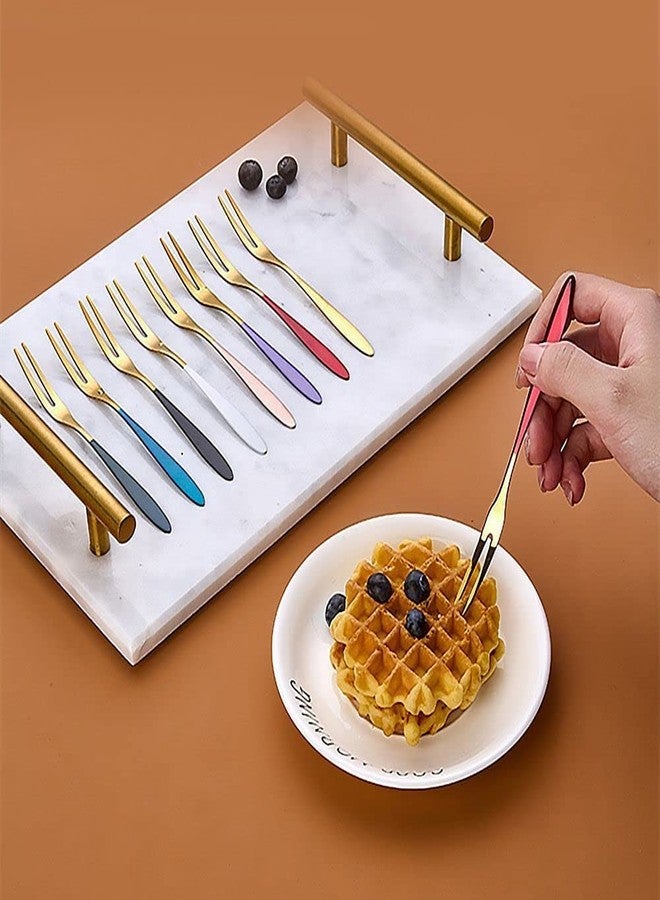 Eletree Fruit Forks Appetizer Dessert Forks Salad Forks Beautiful Colorful Stainless-Steel Forks for Party, Banquet, Cocktail, Dessert (10) - Image 3