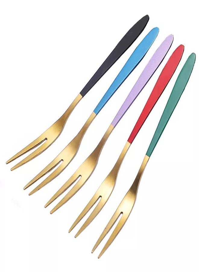 Eletree Fruit Forks Appetizer Dessert Forks Salad Forks Beautiful Colorful Stainless-Steel Forks for Party, Banquet, Cocktail, Dessert (10) - Image 1