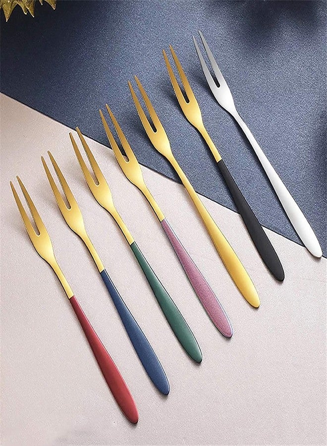 Eletree Fruit Forks Appetizer Dessert Forks Salad Forks Beautiful Colorful Stainless-Steel Forks for Party, Banquet, Cocktail, Dessert (10) - Image 2