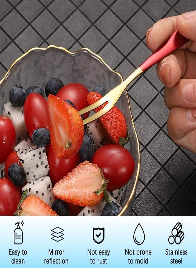 Eletree Fruit Forks Appetizer Dessert Forks Salad Forks Beautiful Colorful Stainless-Steel Forks for Party, Banquet, Cocktail, Dessert (10) - Image 5
