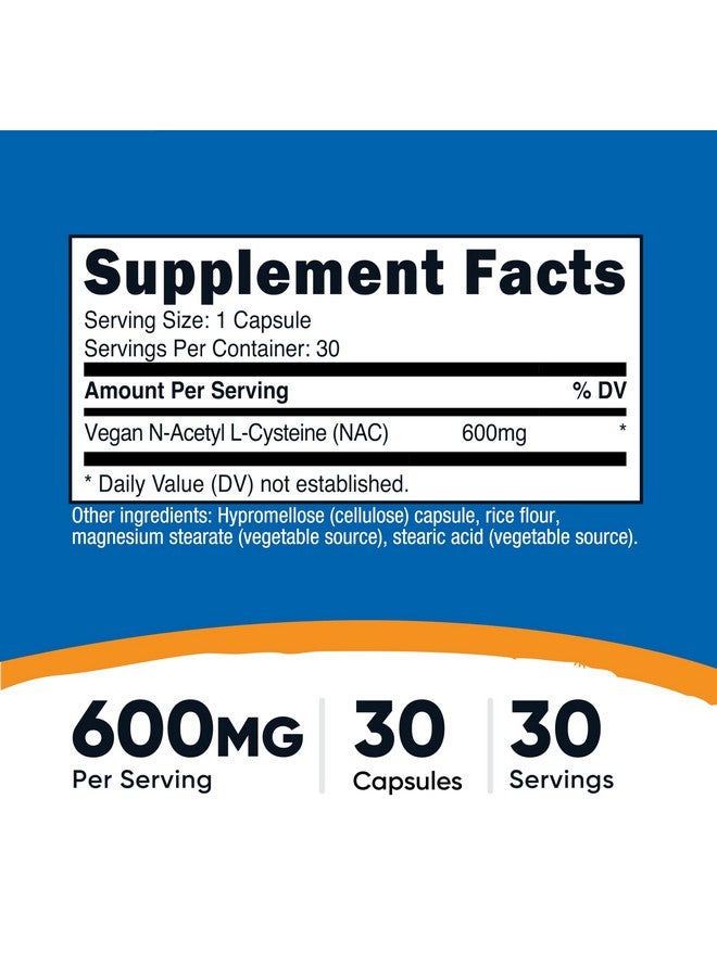 Nutricost N-Acetyl L-Cysteine (NAC) 600mg, 30 Vegan Capsules - GMO Free, Gluten Free, Vegetarian Caps - Image 2