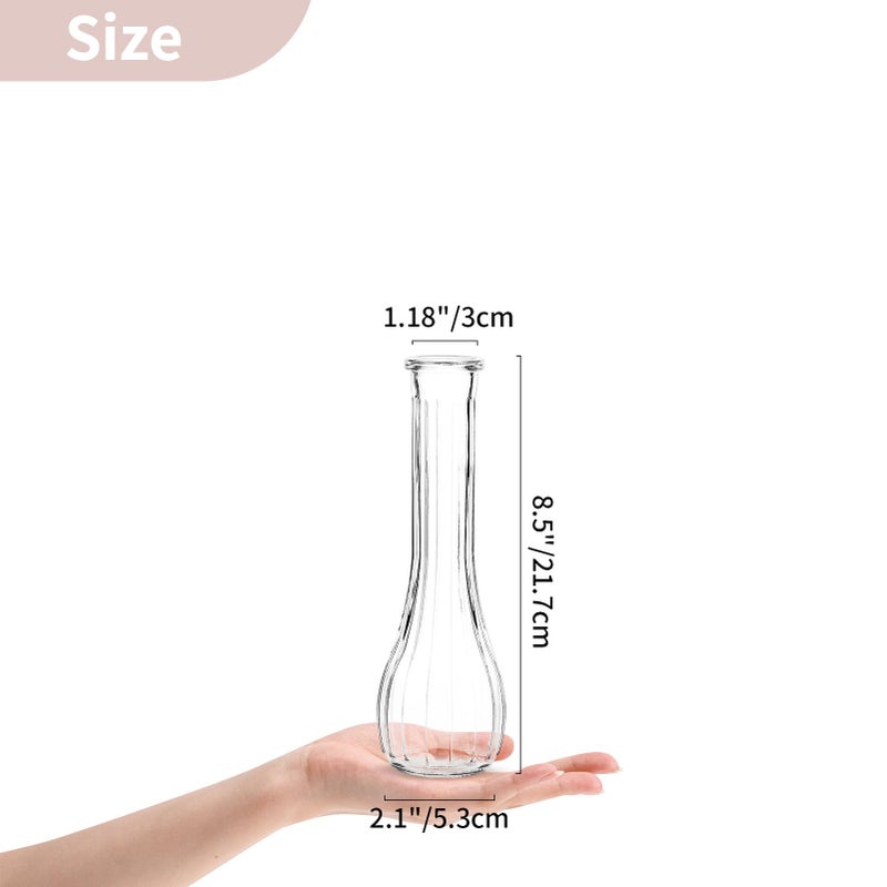 NUPTIO Glass Bud Vases Centerpiece: 12 Pcs Small Flower Vase for Wedding in Bulk - Cute Clear Ribbed Vase for Party Events Home Table Decor - Image 4