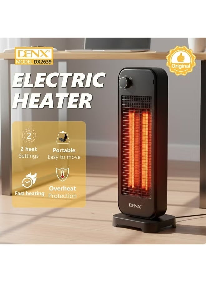 Denx Portable Electric Heater 900W – Adjustable 2-Level Heat Control, Fast Heating & Overheat Protection for Home & Office - Image 4