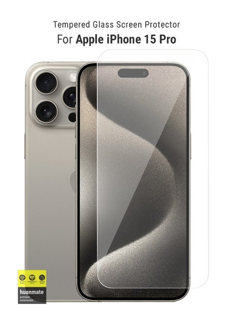 Tempered Glass Screen Protector For Apple iPhone 15 Pro Clear