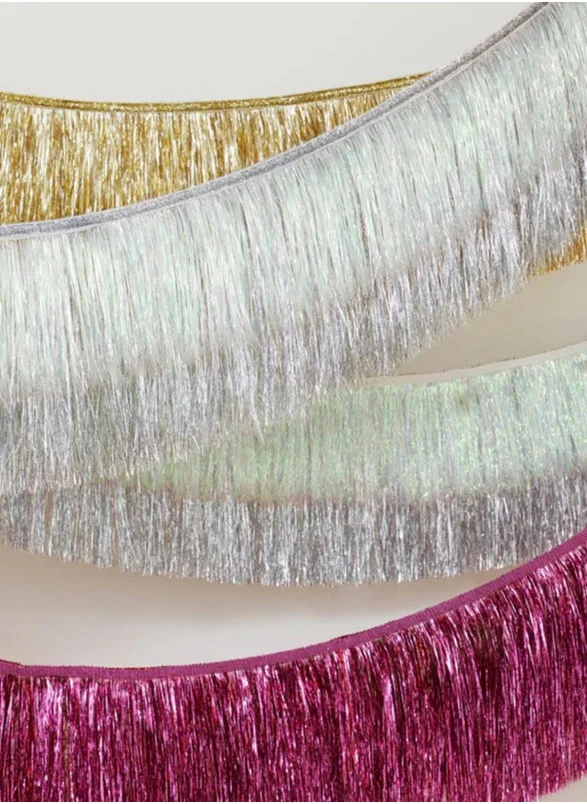 Meri Meri Silver Iridescent Tinsel Fringe Garland