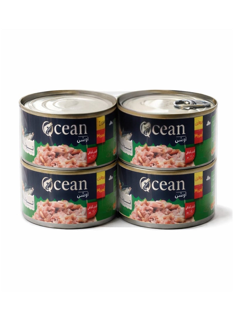 أوشن تونة مفتتة 140 جم × 4 عبوات | باك اقتصادي | تونة معلبة عالية البروتين وغنية بالأوميجا 3 | جاهزة للأكل - Image 3