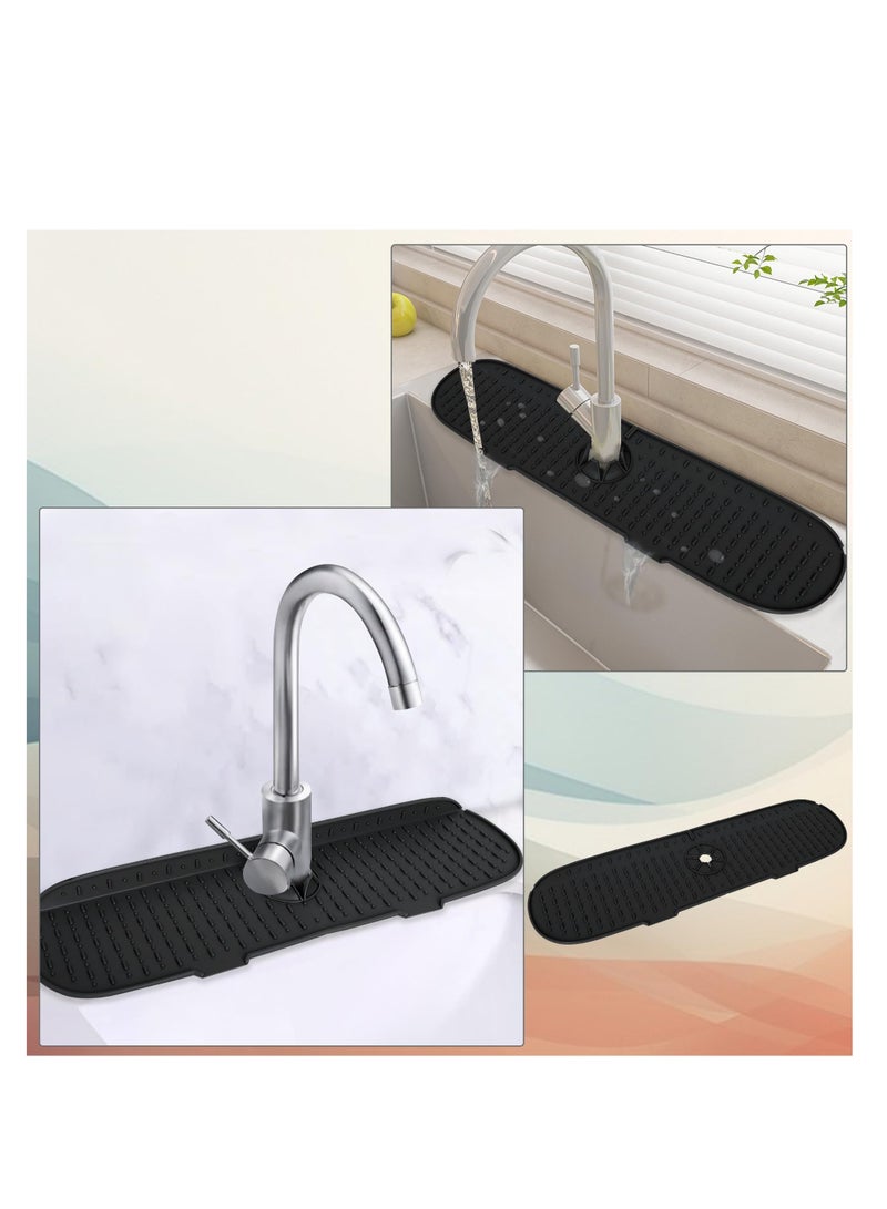 Excefore Silicone Faucet Mat, Sink Splash Guard, Bathroom Faucet Water Catcher Mat, Water Catcher Mat for Kitchen & Bathroom Countertop Protect, Keep Drying Kitchen Accessories (Black)  - Image 4