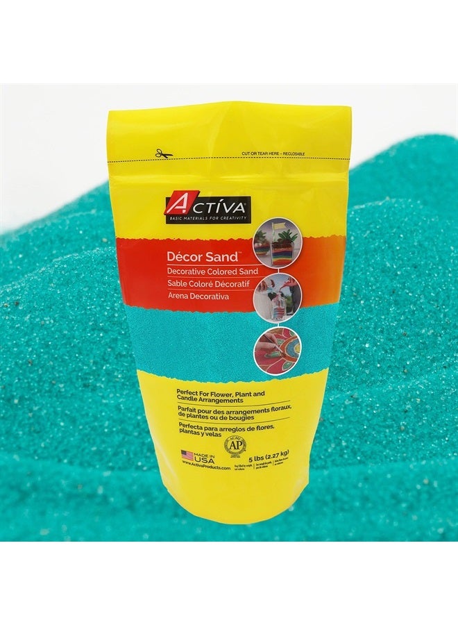 Activa Turquoise Decorative Colored Sand in Resealable Bag, 5lb (2.27kg) | Fine Grain & Fade-Proof Sand For Arts & Crafts - Image 2