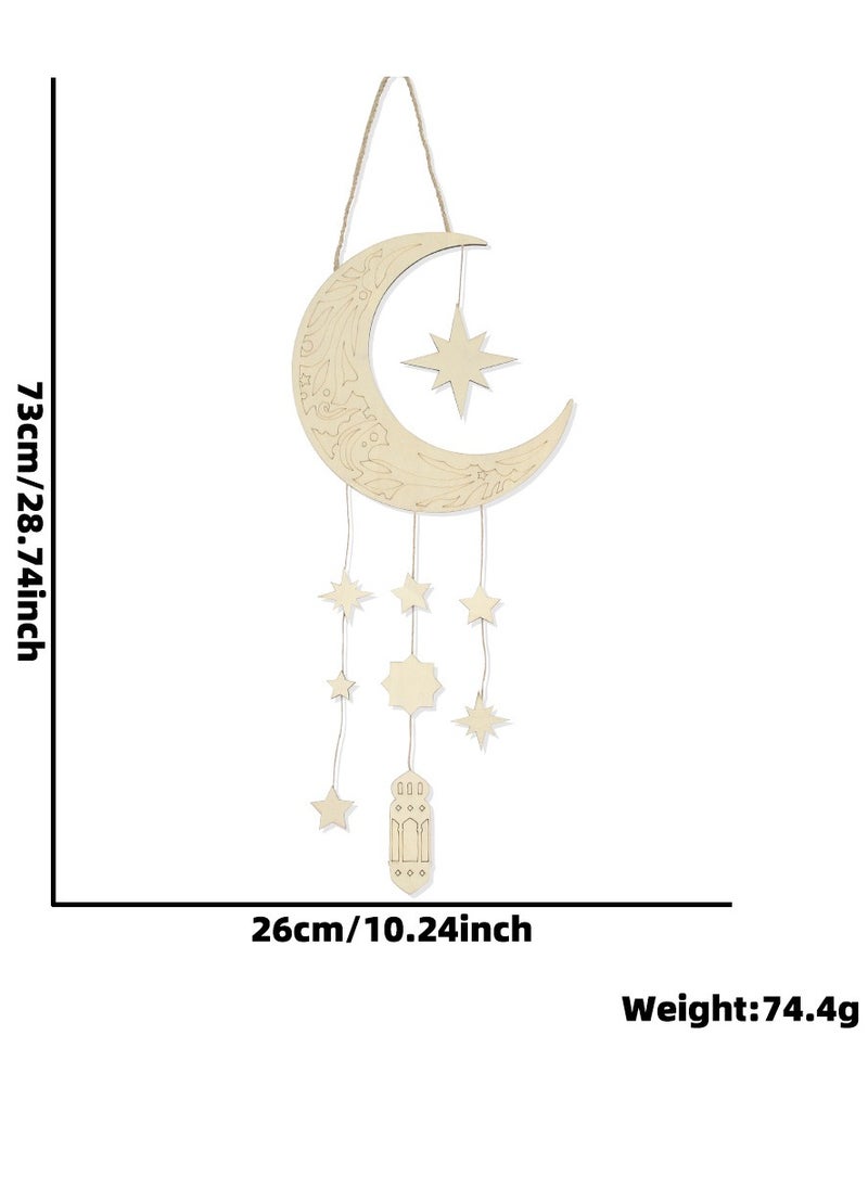 2PCS Eid Mubarak Door Sign Wooden Hanging Signs，Ramadan Kareem Hollow Ornament Decorations Moon and Stars，Moon Shape Ramadan Mubarak Party Wood Wall Hanger for Islamic Muslim Home Decor - pzsku/Z6616D539E5E41365C735Z/45/_/1734524669/9d0cf483-3817-4dfc-b1a3-a635998955b3