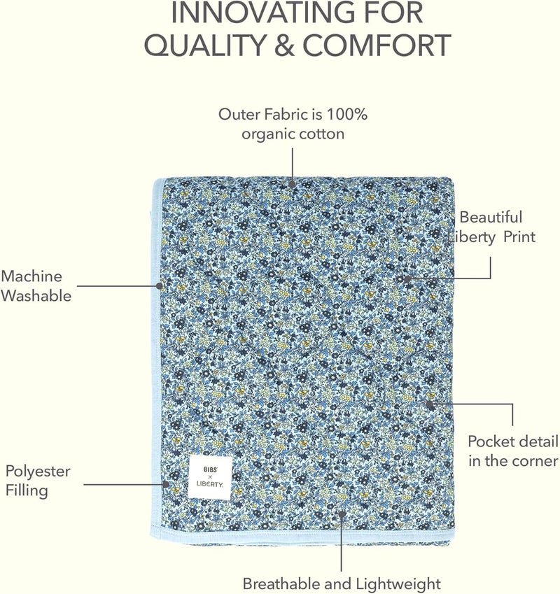 BIBS X Liberty Quilted Blanket - Baby Blue - Image 3