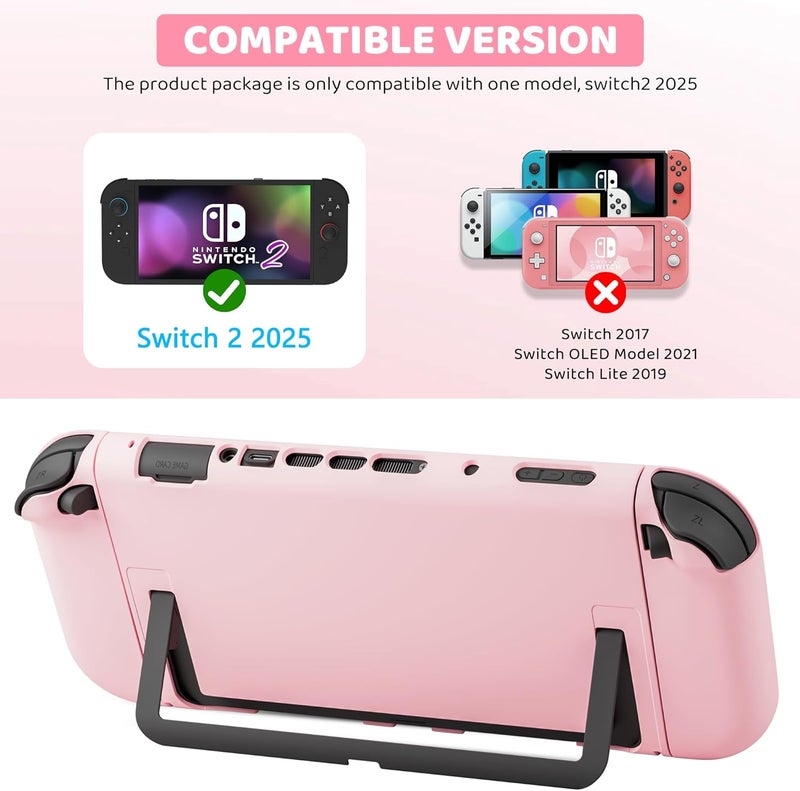 GLDRAM Pink Cherry Blossom Carrying Case for Nintendo Switch 2, Cute Girly Accessories with Sakura Travel Storage Bag, Hardshell Protective Cover, Screen Protector, Shoulder Wrist Strap & Thumb Caps - Image 5