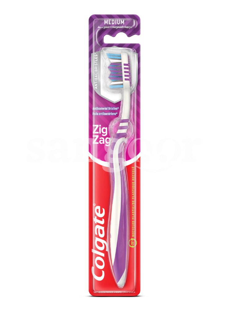 Colgate Pack Of 3 Colgate Zig Zag Medium Angled Bristles Toothbrush - Image 3