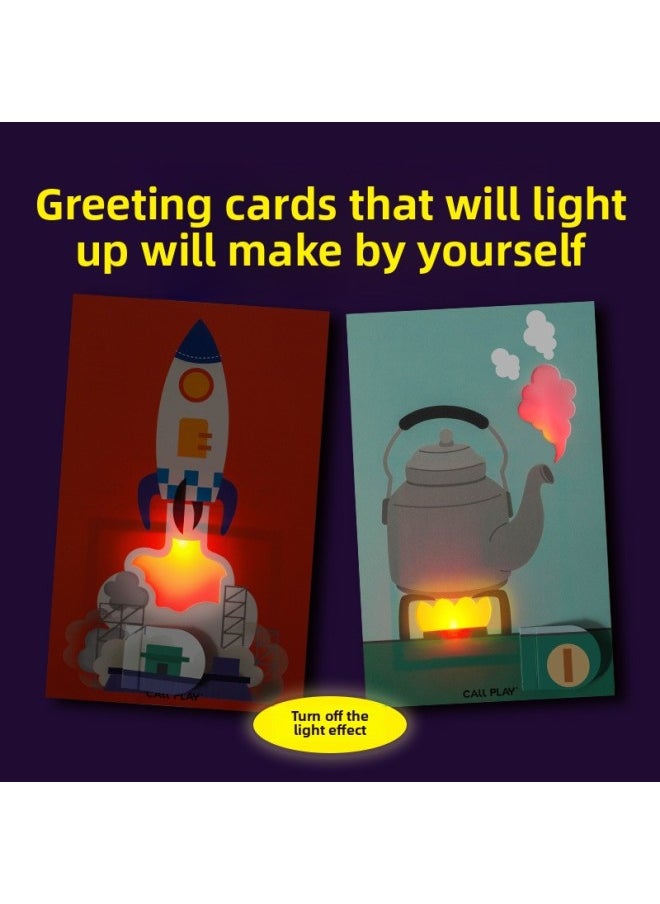 KoA Duck Year Luminous Greeting Card DIY Magic Paper Circuit Science Experiment Material Package Physics Knowledge Educational Toys-Color:Answer Duck Magic Paper Circuit