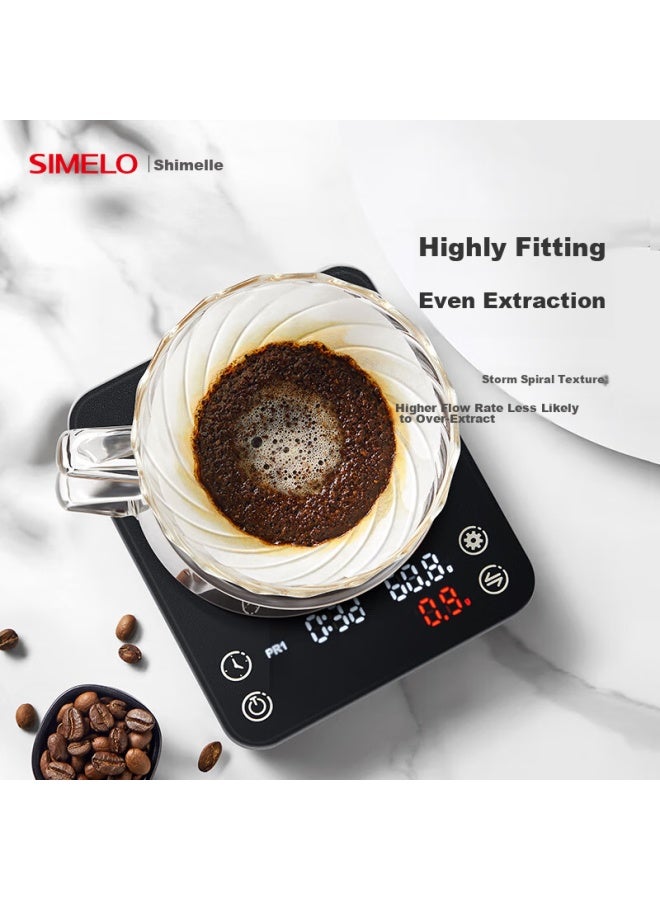 Simelo Pour-over Coffee Dripper, Coffee Pot, Glass Drip Coffee Filter, V60 Storm Pattern Glass Filter Cup 01 - Image 5