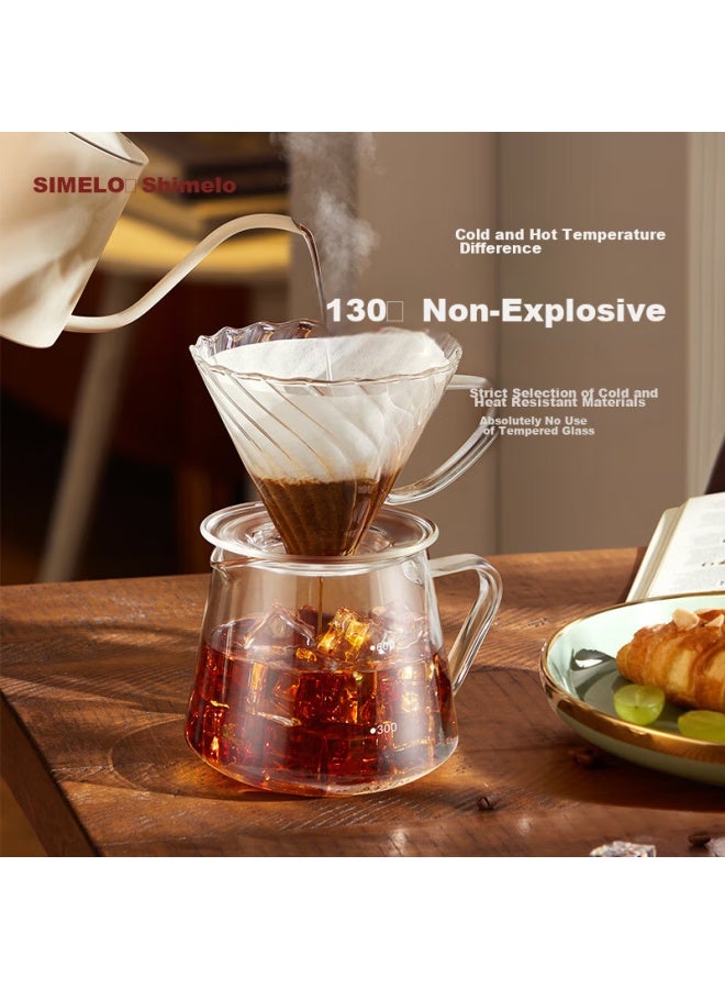 Simelo Pour-over Coffee Dripper, Coffee Pot, Glass Drip Coffee Filter, V60 Storm Pattern Glass Filter Cup 01 - Image 3