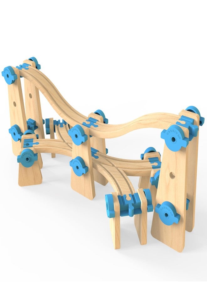 Orbrium مجموعة توسيع السكك الحديدية الخشبية المرتفعة النهائية من ORBRIUM 115 قطعة مع مسارات قطار خشبية، رافعة، مسارات صاعدة، متوافقة مع توماس، بريو، إيكيا، ميليسا ودوج - Image 3