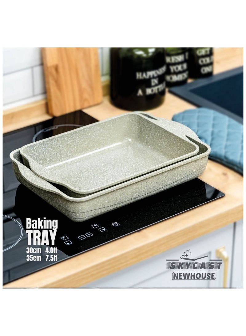 Turkish granite casserole set 2*1, size 30 cm, size 35 cm, really wonderful material, various colors - Image 2