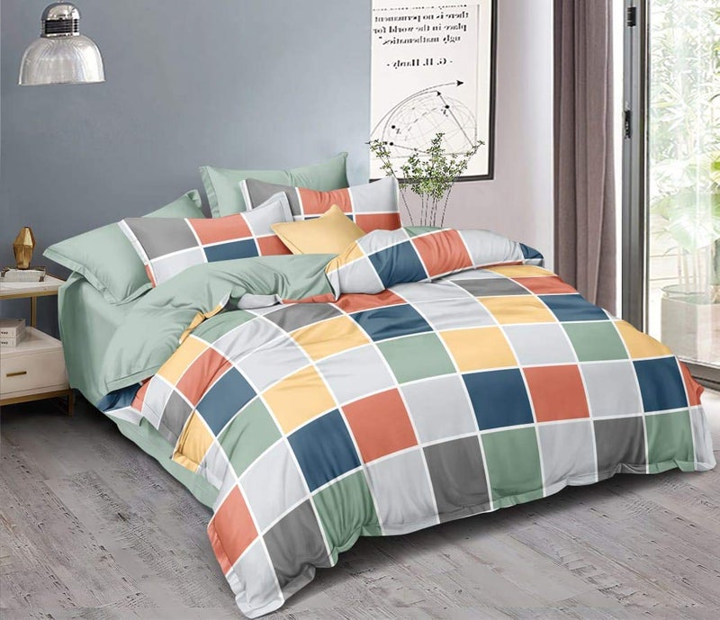A Next Step 100 Cotton Merino King Size Bedsheet with 2 Pillow Covers Suitable for Living Room Hotels and for Home Dcor Multi Box  - Image 1