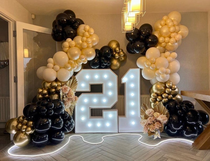 ADOINBY Black and Gold White Balloon Arch Kit for Birthday Celebrations - Image 5