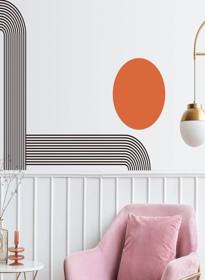 DRWSSR Removable Boho Simple Line Geometric Decoration Sticker Round Red Sun Wall Decal DIY Peel and Stick Wall Art Decor Sticker for Living Room Bedroom Office Rental Room Nursery Wall Decoration - Image 3