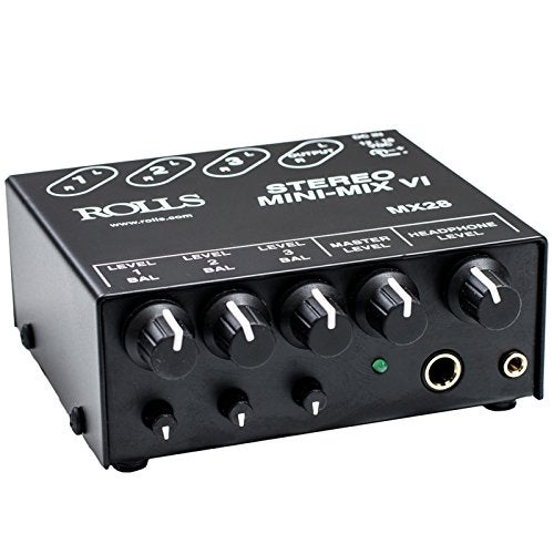 Rolls MX28 MINI-MIX VI Three-Channel True Stereo Line Mixer,Black - Image 1