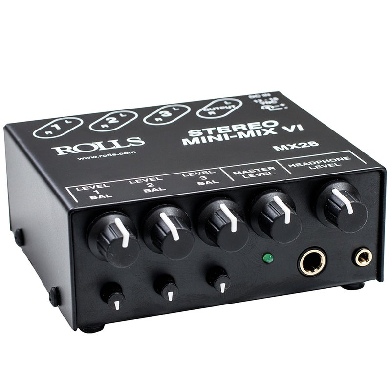 Rolls MX28 MINI-MIX VI Three-Channel True Stereo Line Mixer,Black - Image 5