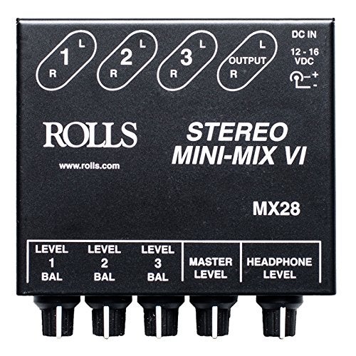 Rolls MX28 MINI-MIX VI Three-Channel True Stereo Line Mixer,Black - Image 2