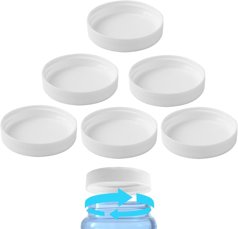 Calvana (6-Pack) 53mm Reusable Water Jug Caps, Lids for 3 and 5 Gallon Water Jug, Water Bottle Cover Screw Top, Compatible with American Maid Plastic Water Bottles and Jugs Ranging, PP Material, White - Image 1