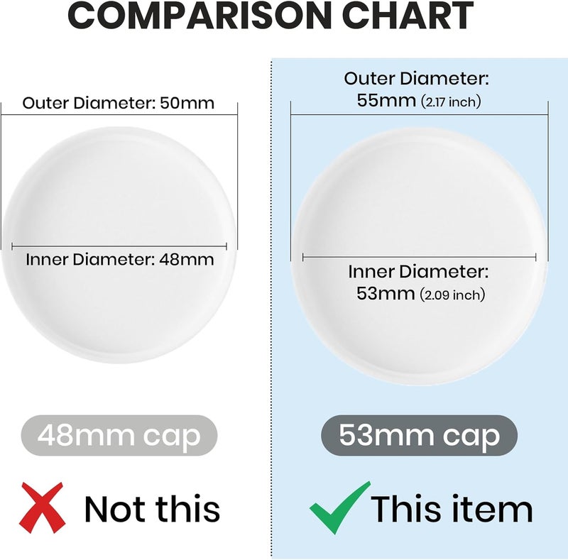 Calvana (6-Pack) 53mm Reusable Water Jug Caps, Lids for 3 and 5 Gallon Water Jug, Water Bottle Cover Screw Top, Compatible with American Maid Plastic Water Bottles and Jugs Ranging, PP Material, White - Image 2