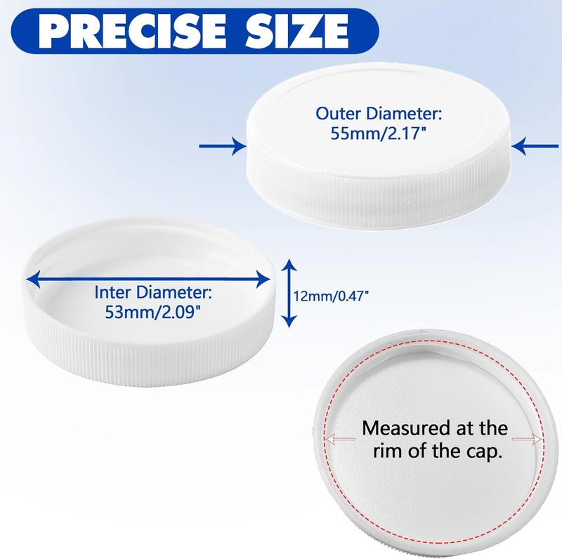 Calvana (6-Pack) 53mm Reusable Water Jug Caps, Lids for 3 and 5 Gallon Water Jug, Water Bottle Cover Screw Top, Compatible with American Maid Plastic Water Bottles and Jugs Ranging, PP Material, White - Image 3