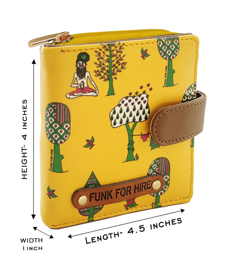 Funk For Hire Women’s Aqua Blue Printed Vegan Leather Square Wallet with 6 Card Slots, Cash Compartment, Zippered Coin Pouch, Magnetic Closure, Compact Two Fold Design, Handcrafted in India - Image 2