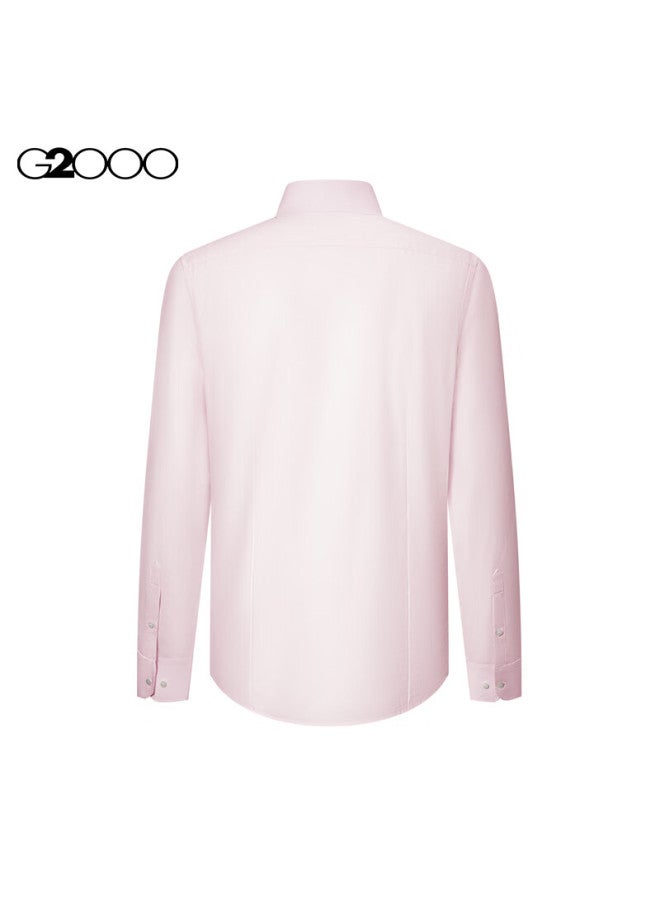 G2000 قميص طويل الأكمام مريح من قطن مزيج G2000 بنفس أسلوب المول باللون الوردي الفاتح S/03 - Image 1