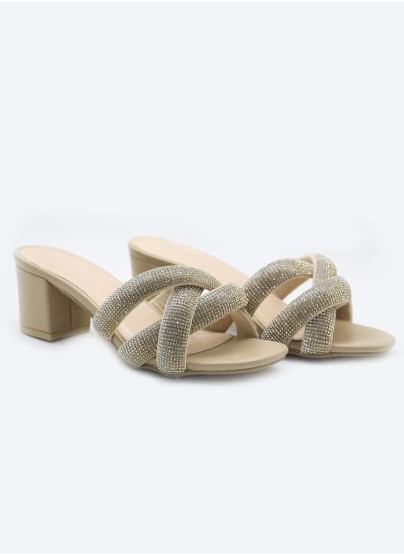SD.Felano - Women medium heel sandals | Open Toe, Comfortable, Casual Slip-On Sandal Heels for Girls & Ladies | Lightweight Women's Fashion Shoes for Work, Bride Wedding Dress Heels Shoes - Image 1