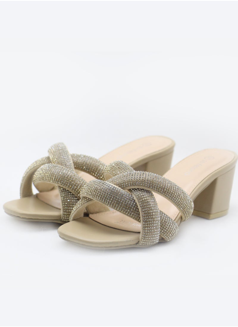 SD.Felano - Women medium heel sandals | Open Toe, Comfortable, Casual Slip-On Sandal Heels for Girls & Ladies | Lightweight Women's Fashion Shoes for Work, Bride Wedding Dress Heels Shoes - Image 1