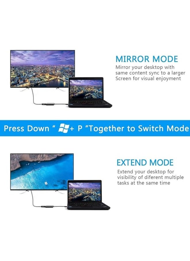 erorex USB to HDMI Adapter, USB 3.0/2.0 to HDMI 1080P Video Graphics Cable Converter with Audio for PC Laptop Projector, HDTV Compatible with Windows/XP 7/8/8.1/10  - Image 2
