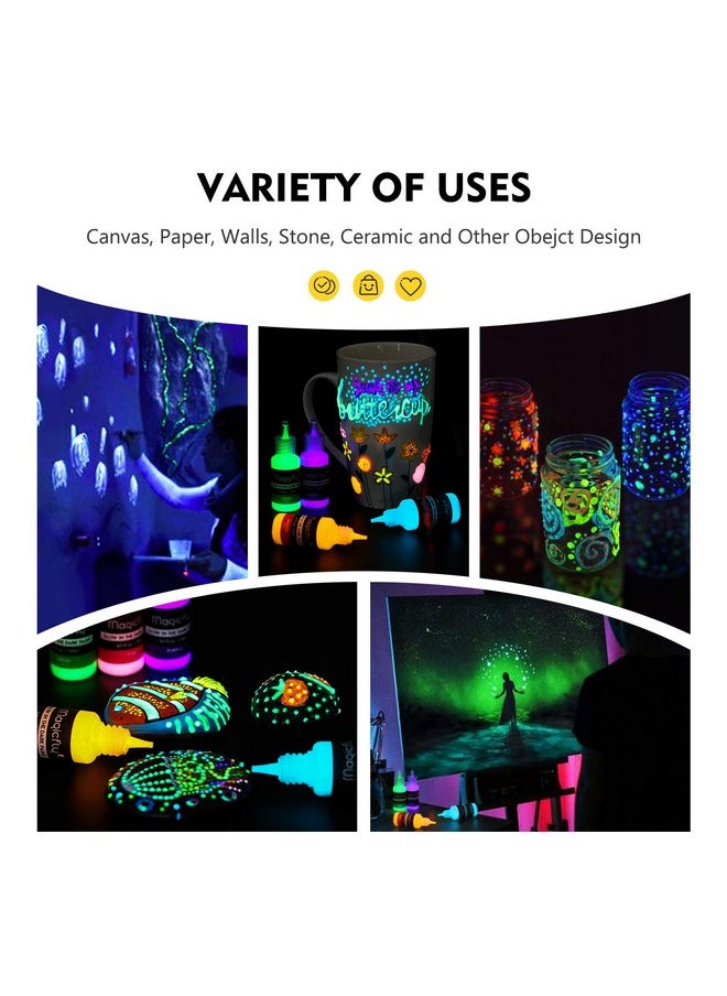 Magicfly - Acrylic Glow In The Dark Paint 10 Bright Colours Liquid Luminous Paint Neon Paints Glow In Dark For Painting Halloween Decoration Diy Crafts 20 Ml Each - Image 1