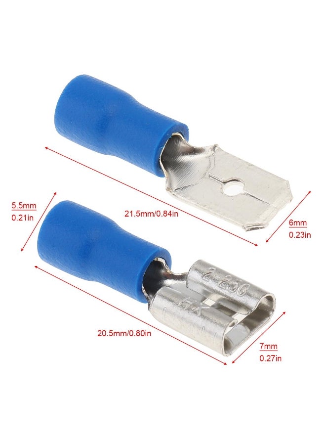 100pcs Blue Female/Male Insulated Spade Wire Connector Electrical Crimp Terminal  - Image 2