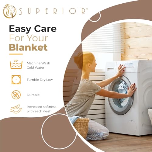 Superior Metro All-Season Cotton Blanket, Woven Blanket for Couch, Bed, Bedding, Farmhouse, Home Essentials, Cute and Cozy Bohemian Blankets, Herringbone Weave, Full/Queen, Taupe - Image 5