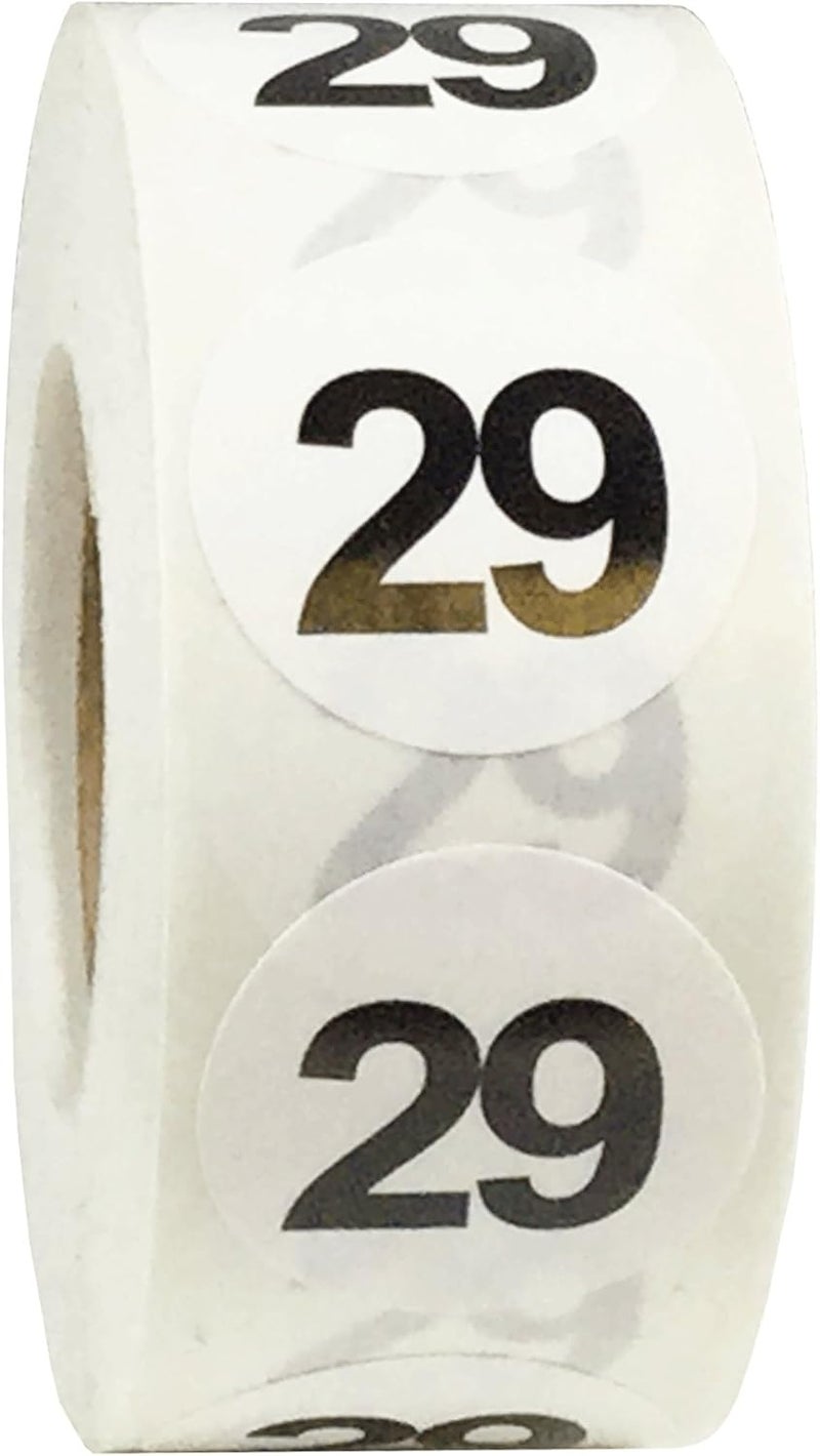 InStockLabels.com White with Black Number 29 Circle Dot Stickers, 3/4 Inch Round, 500 Labels on a Roll - Image 2