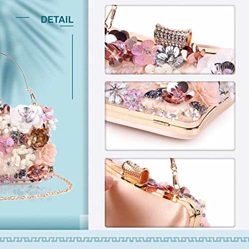 Lanpet Women Clutches Flower Evening Handbag Chain Strap Shoulder Bag - Image 5