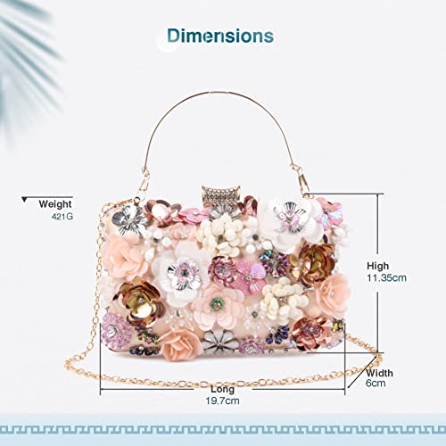 Lanpet Women Clutches Flower Evening Handbag Chain Strap Shoulder Bag - Image 3