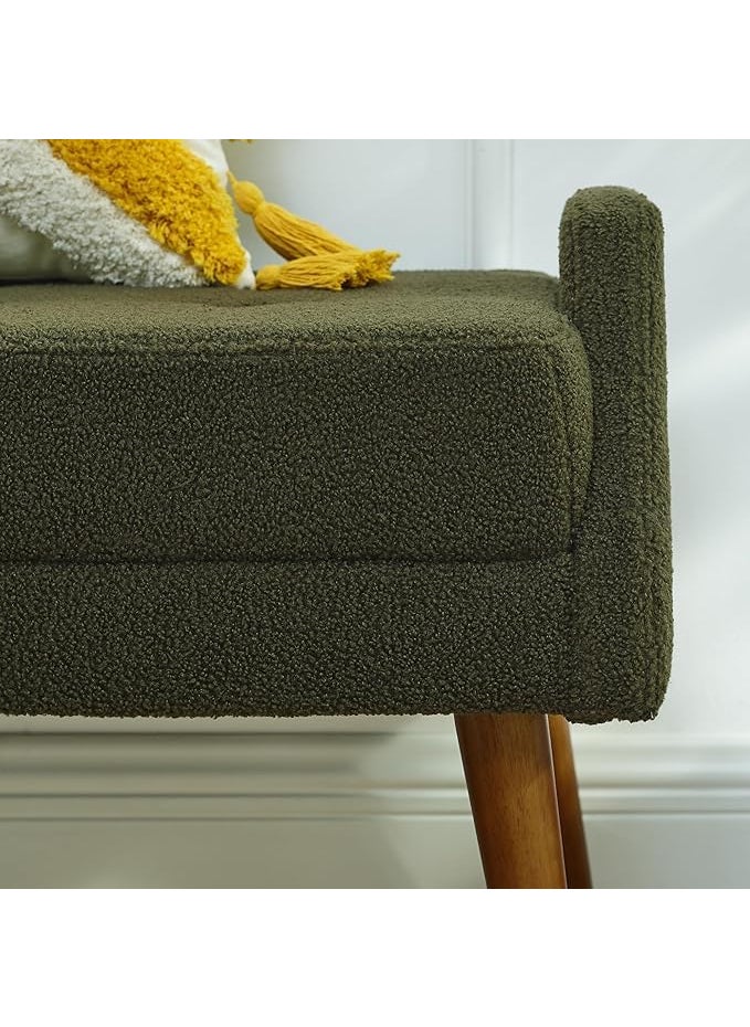 LEGACY OF COMFORT LEGACY OF COMFORT Afirni Armrest Bench is Soft and Comfortable with Dark Brown Wooden Legs That are Sturdy and DurableinBedroom Living Room Family Room Green  - Image 4
