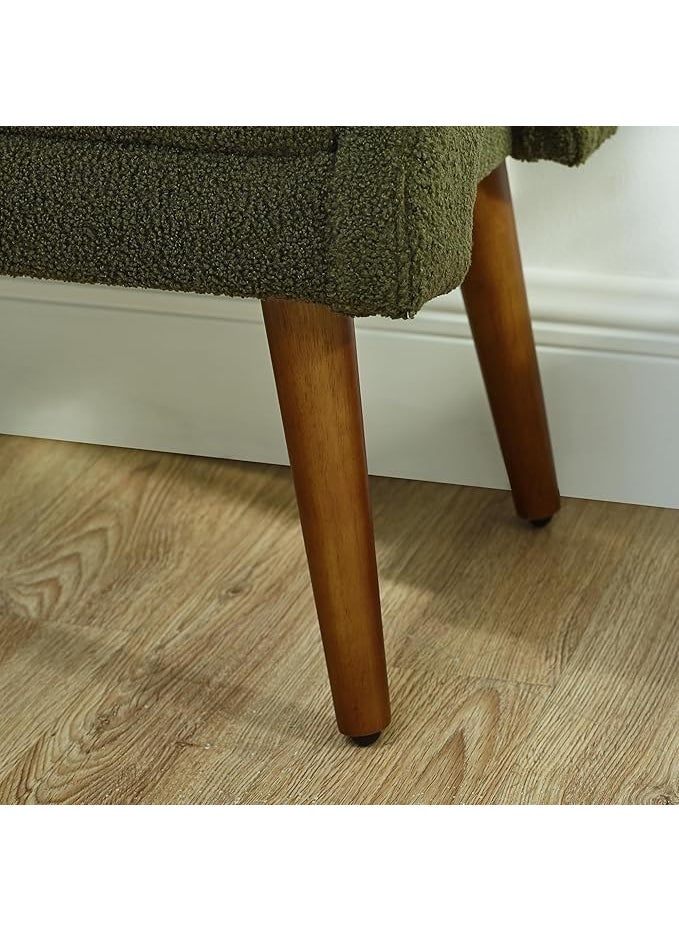 LEGACY OF COMFORT LEGACY OF COMFORT Afirni Armrest Bench is Soft and Comfortable with Dark Brown Wooden Legs That are Sturdy and DurableinBedroom Living Room Family Room Green  - Image 5