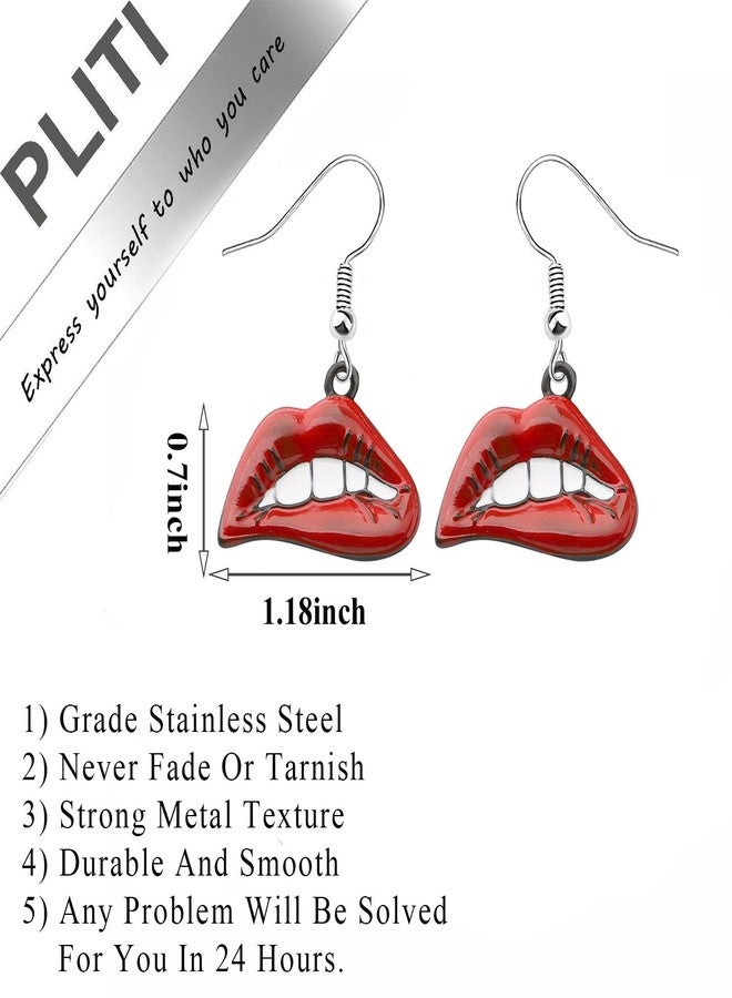 PLITI Rocky Horror Show Inspired Red Lips Earrings - Horror Movie Themed Musical Film Gift For Rocky Fans - Image 2