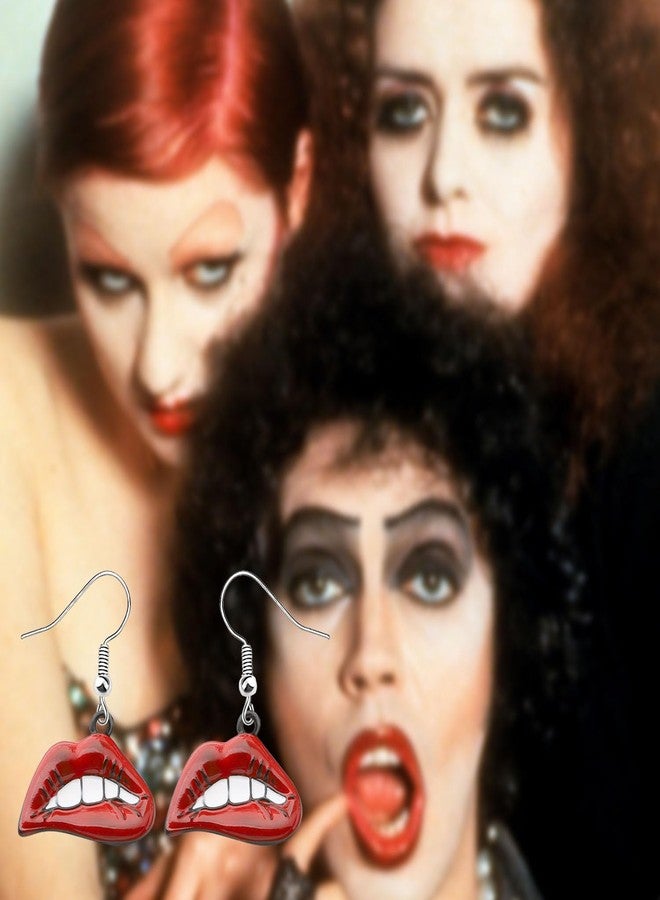 PLITI Rocky Horror Show Inspired Red Lips Earrings - Horror Movie Themed Musical Film Gift For Rocky Fans - Image 3